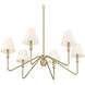 Kennedy 6 Light 34.63 inch Brushed Champagne Bronze Chandelier Ceiling Light in Ivory Linen